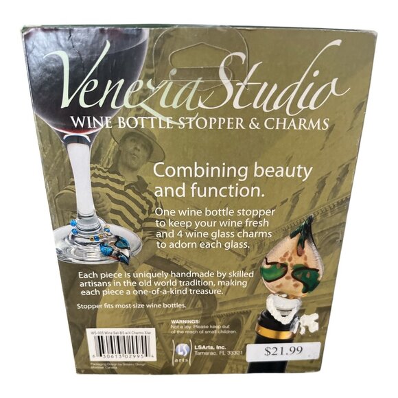 Venezia Studio Wine Bottle Stopper & Starfish Glass Charms Set - Picture 3 of 3